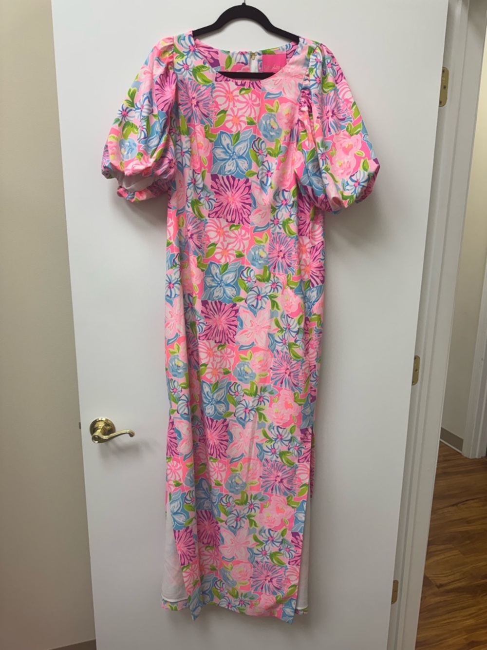 Lilly Pulitzer Pink Multi Floral Puff Sleeve Maxi Dress